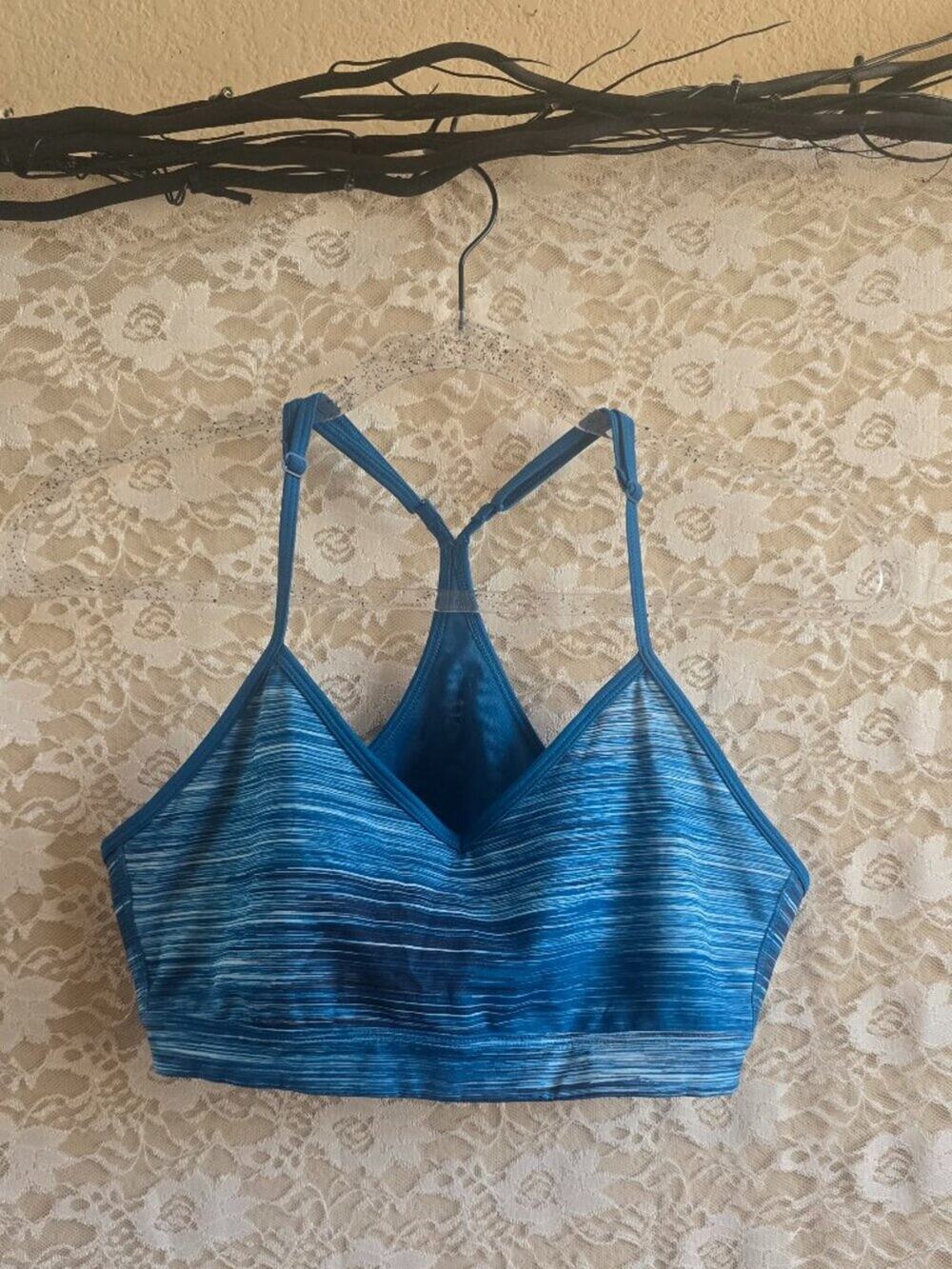 Adidas Climalite Blue Striped Sports Bra Size Large